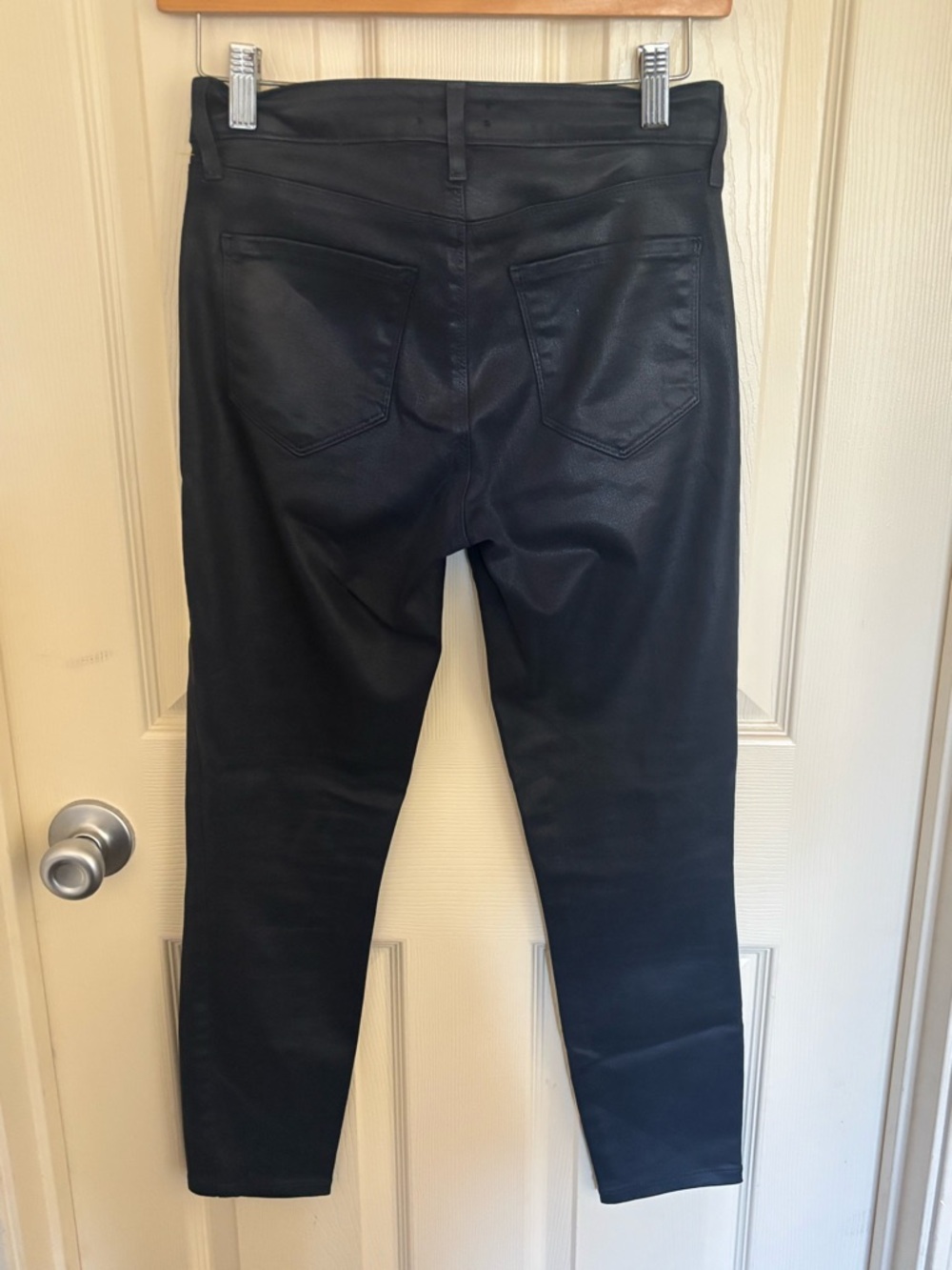 L’AGENCE Coated High Rise Skinny Jeans | Size 26 | Shiny Dark Blue - Picture 4 of 5